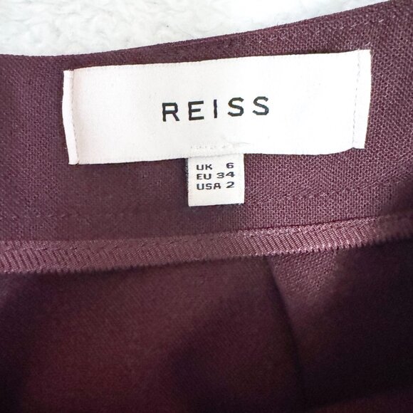 Reiss Freya Tailored Pencil Skirt Wool Berry Maroon Burgundy Women's Size 2 - Picture 4 of 13